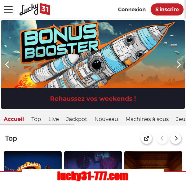 accueil bonus booster lucky31