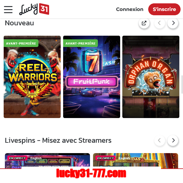 accueil jackpot lucky31