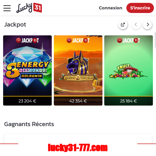 accueil live jeux lucky31