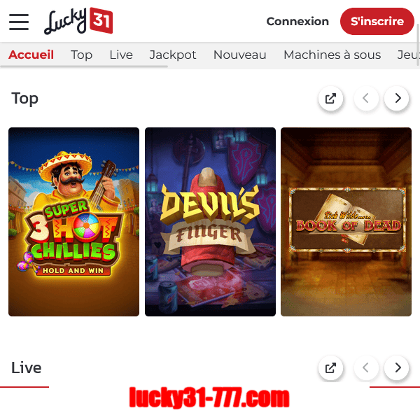 accueil top jeux lucky31