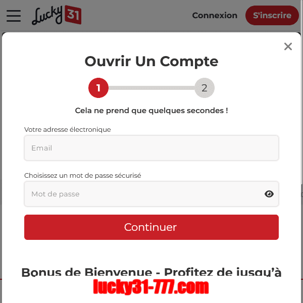 inscription formulaire lucky31
